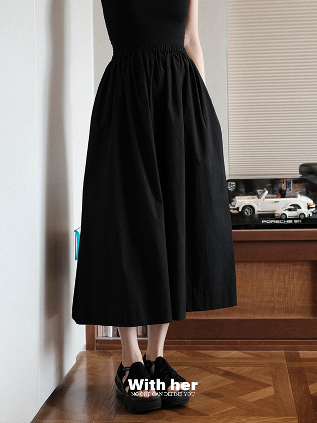 Classic Cotton Black Skirt