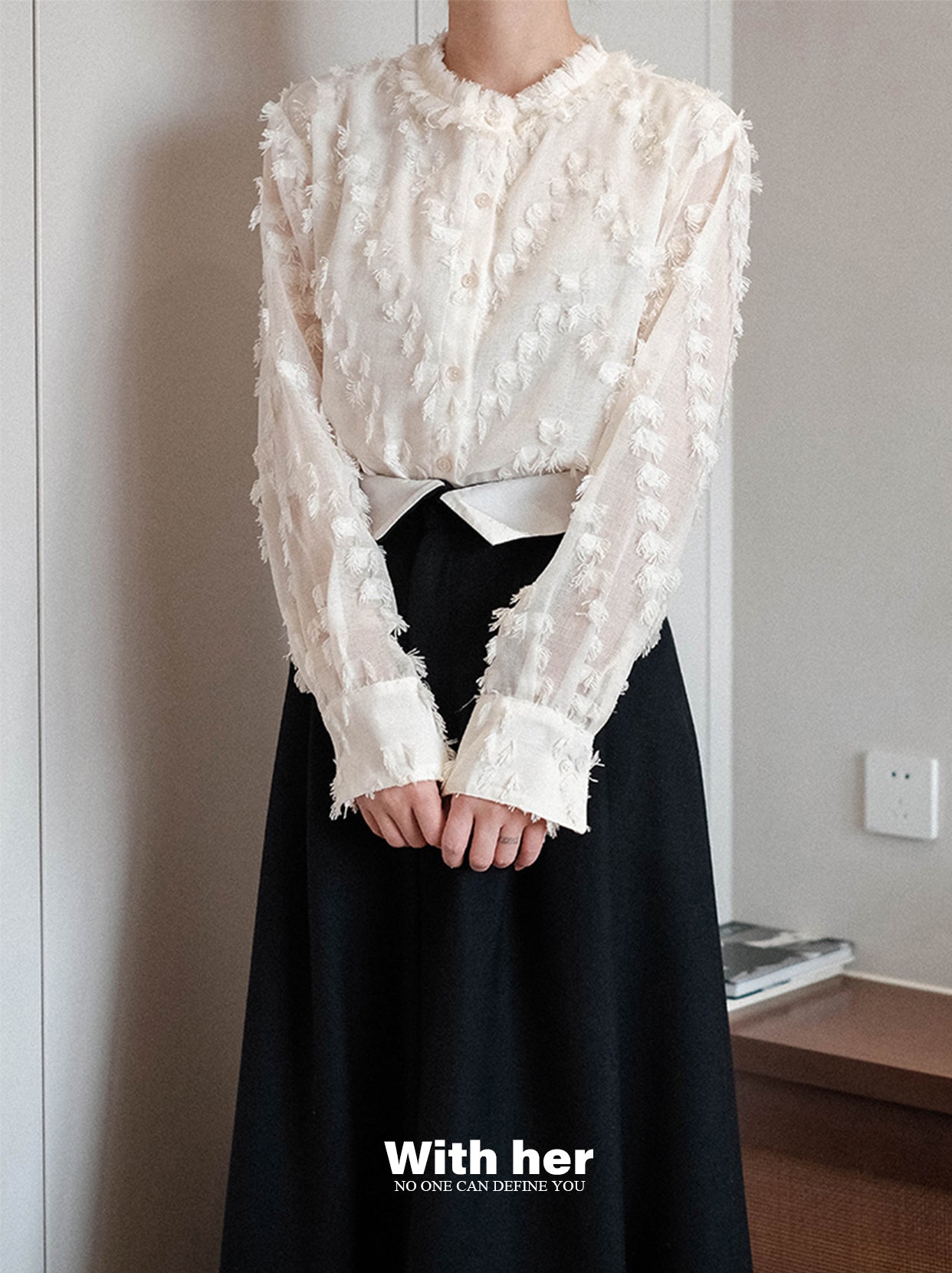 Tassel Collar Sleeve Shirt