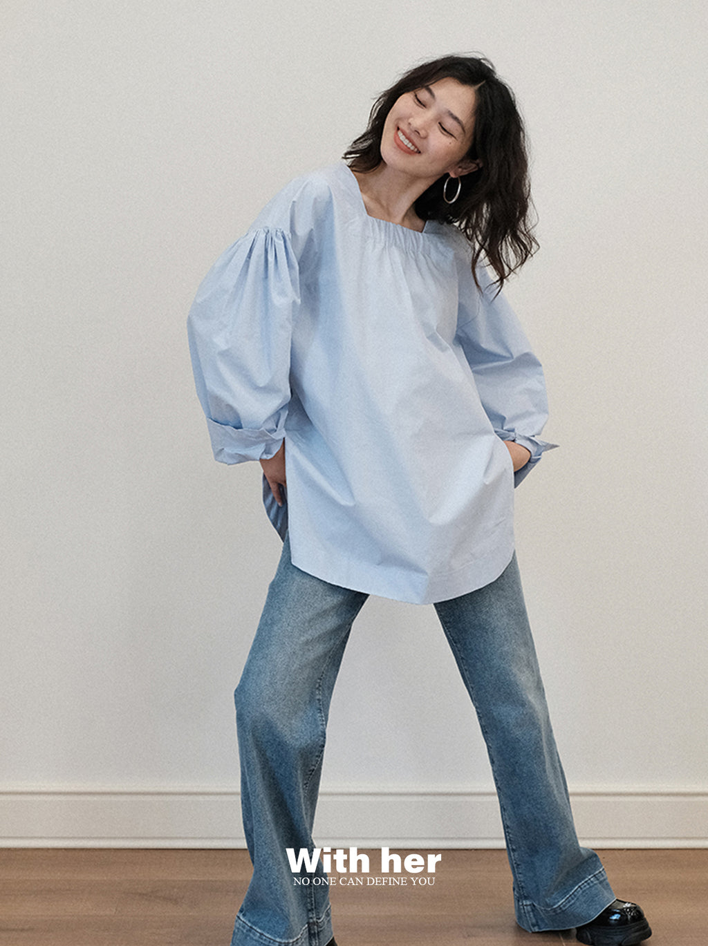 Blue Cocoon Twist Blouse