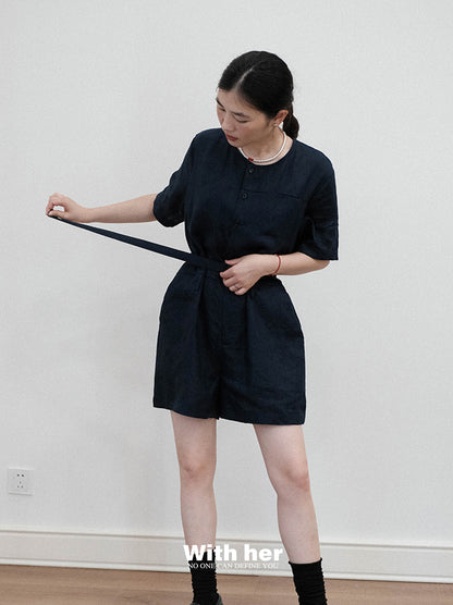 Linen Cotton Blend Playsuit