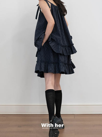 Tiered Ruffle Dress Set (Top+ Skirt)