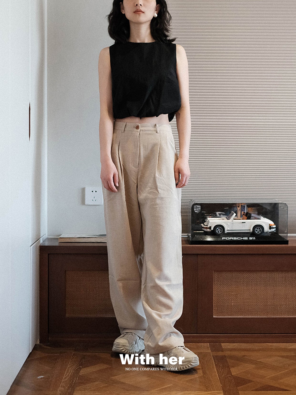 Original Creamy Loose Wide-Leg Trousers