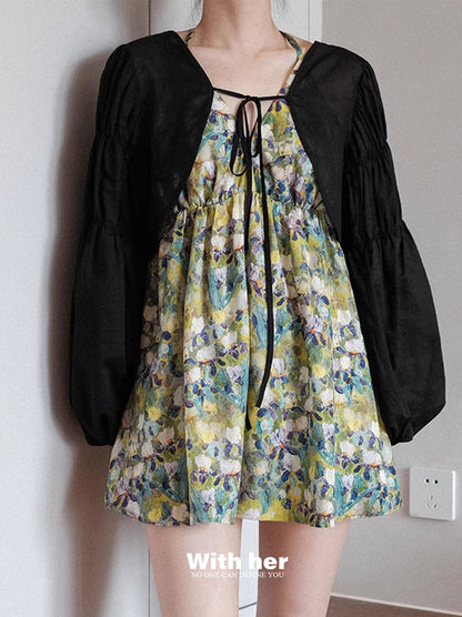 Original Halter Neck Backless Floral Top