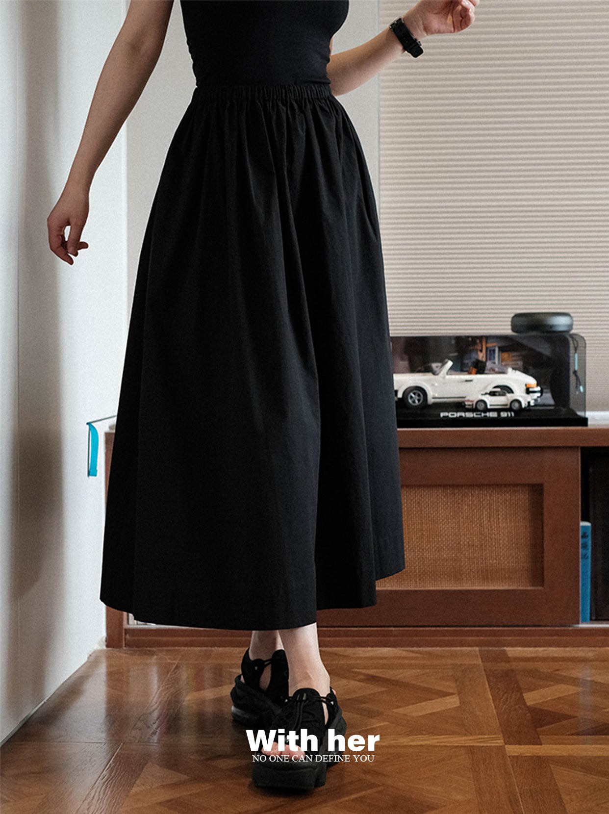 Classic Cotton Black Skirt