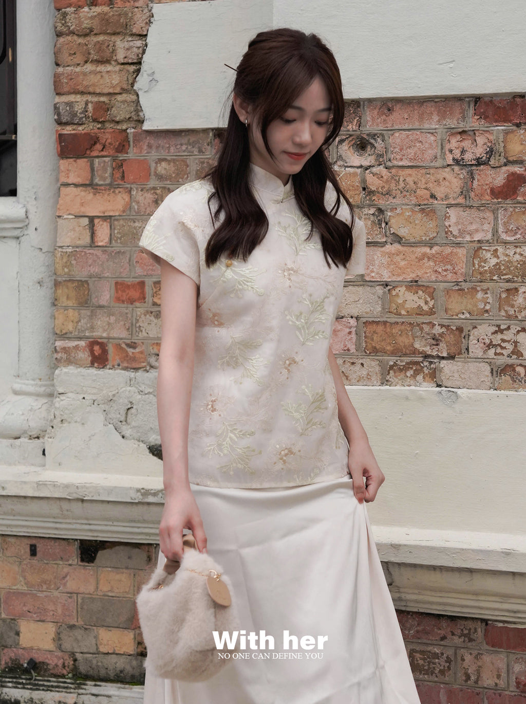 Mandarin Collar Embroidered Shirt