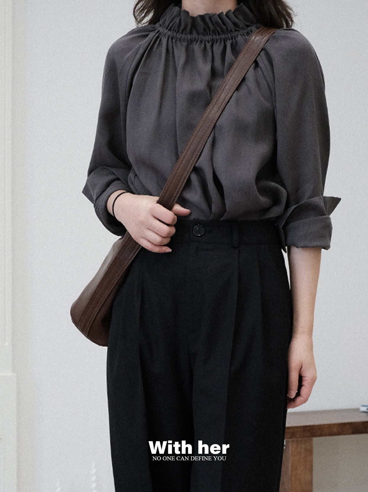 Ruffled High-Neck Blouse