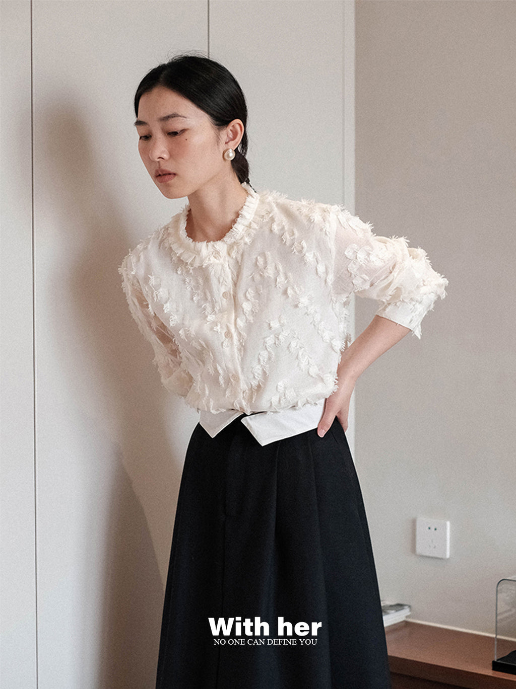 Tassel Collar Sleeve Shirt