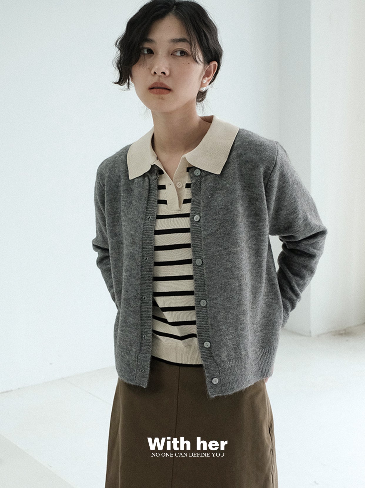 Striped Knit Collar Shirt