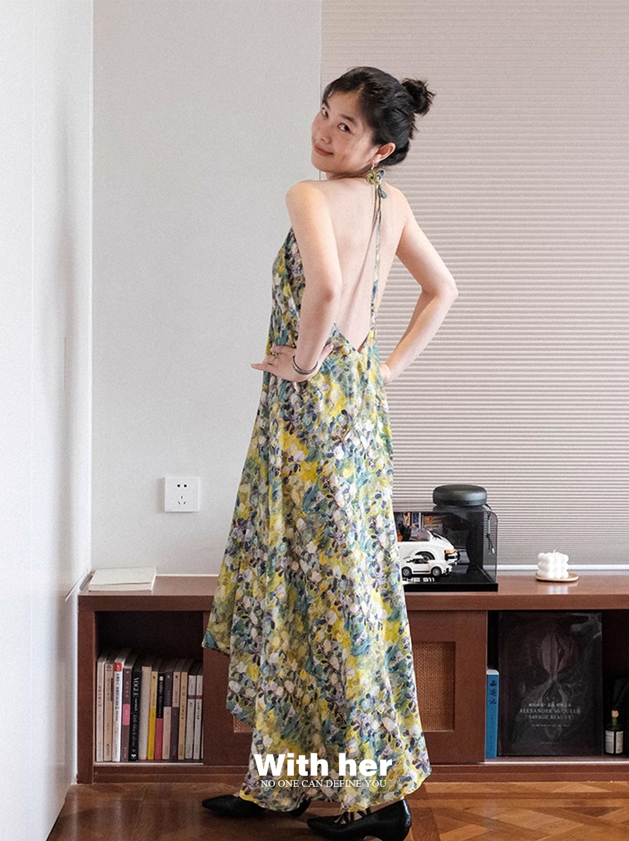 Original Halter Neck Backless Floral Dress