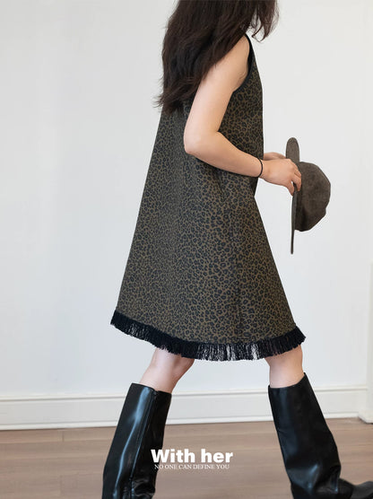Leopard Denim Dress