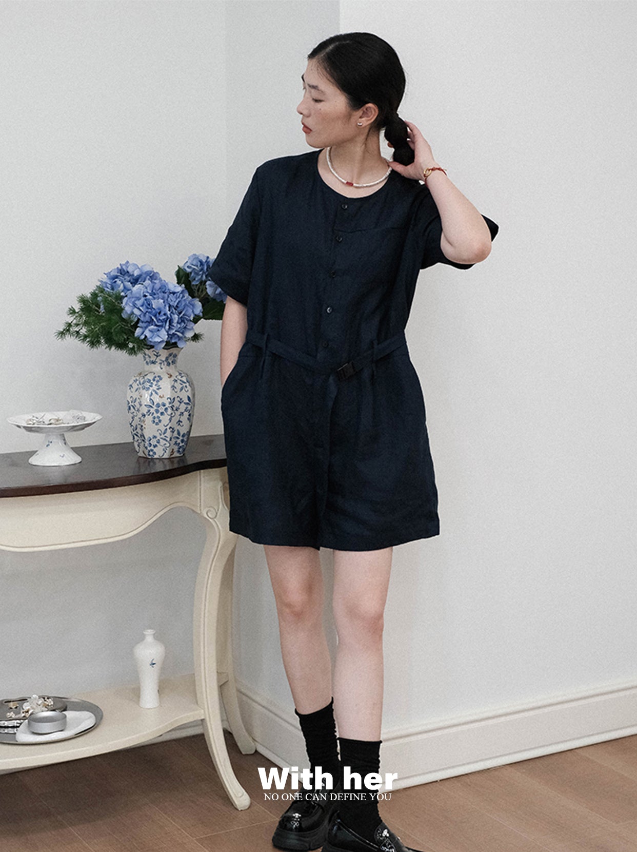 Linen Cotton Blend Playsuit