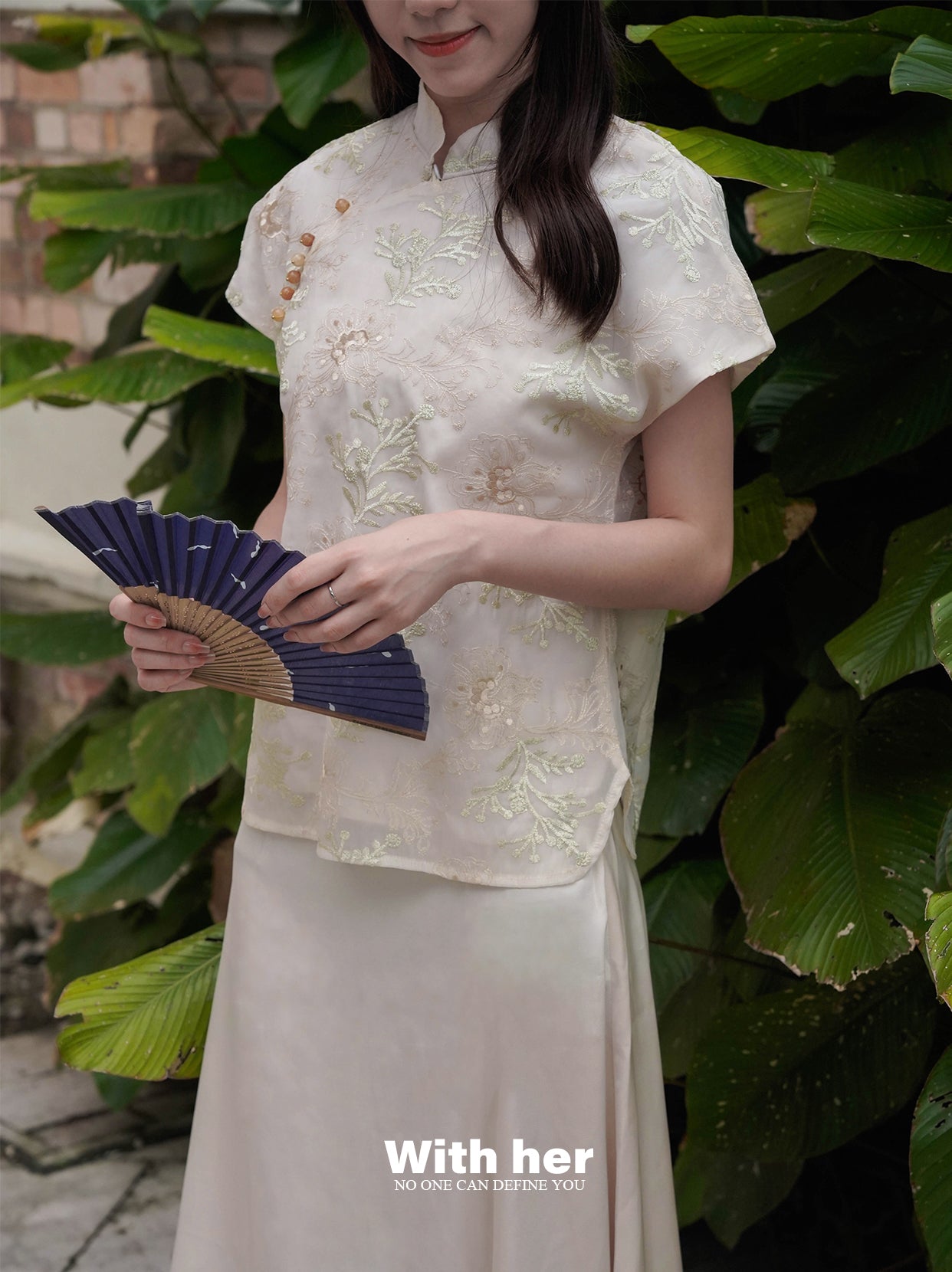 Mandarin Collar Embroidered Shirt