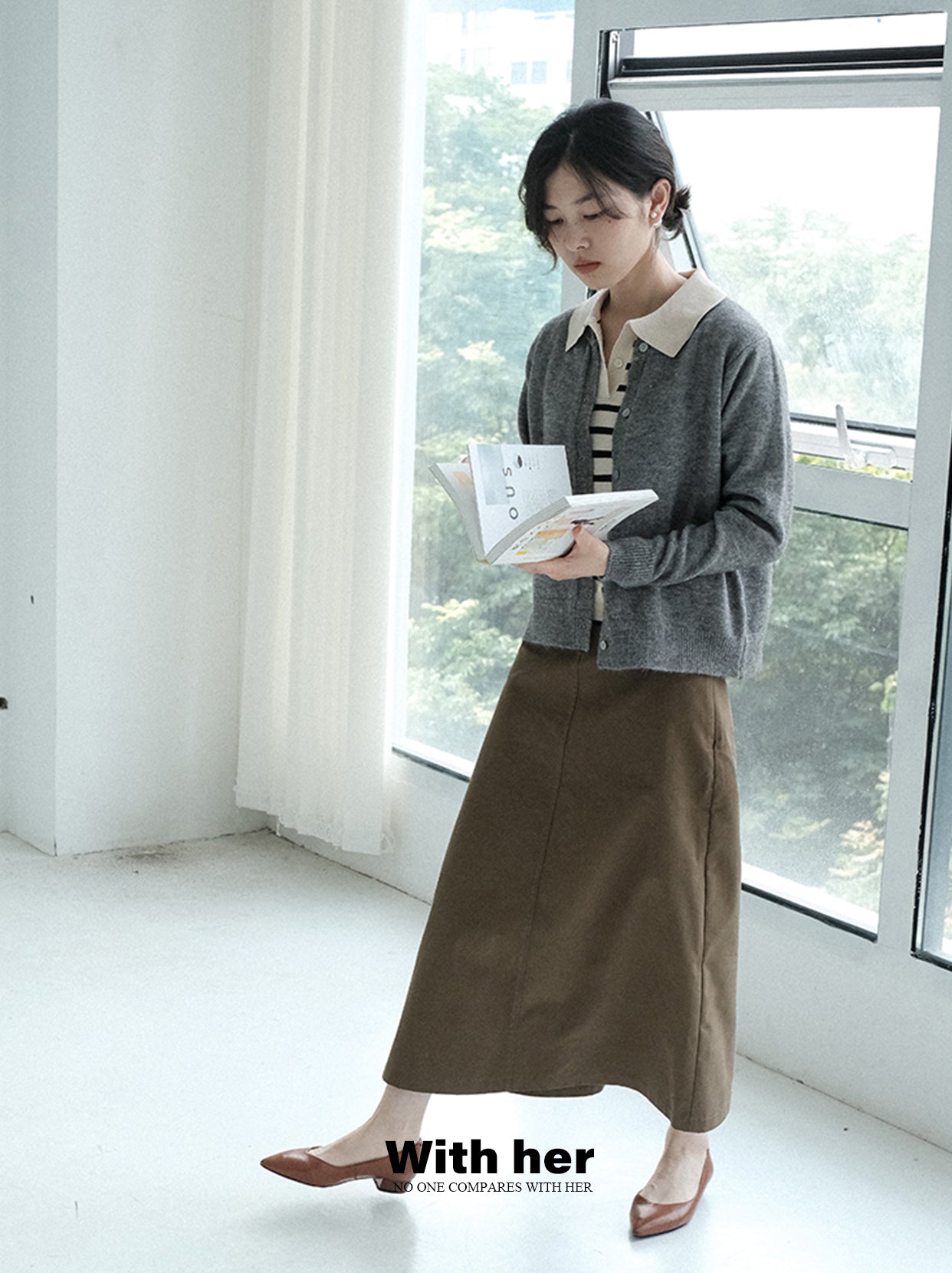 Striped Knit Collar Shirt