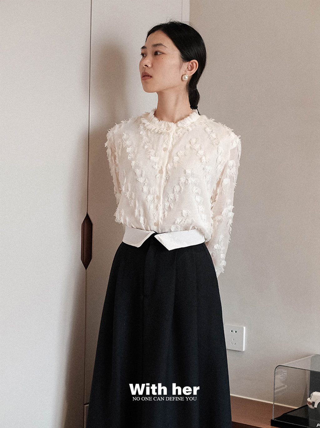 Tassel Collar Sleeve Shirt