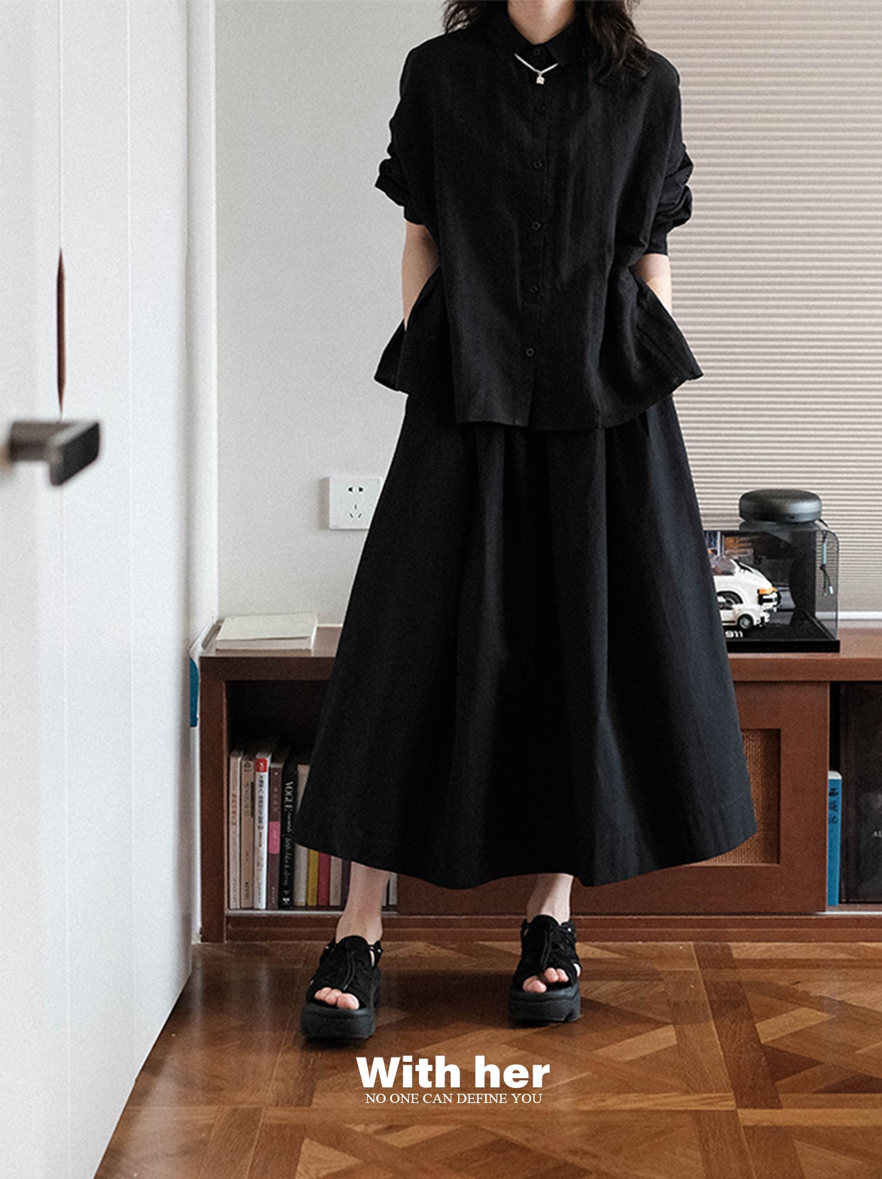 Classic Cotton Black Skirt