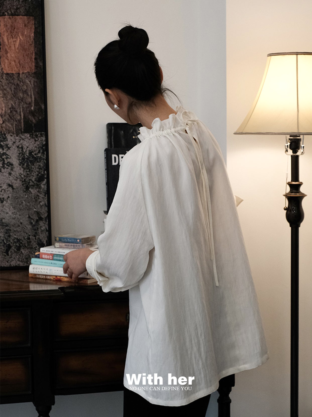 Ruffled High-Neck Blouse