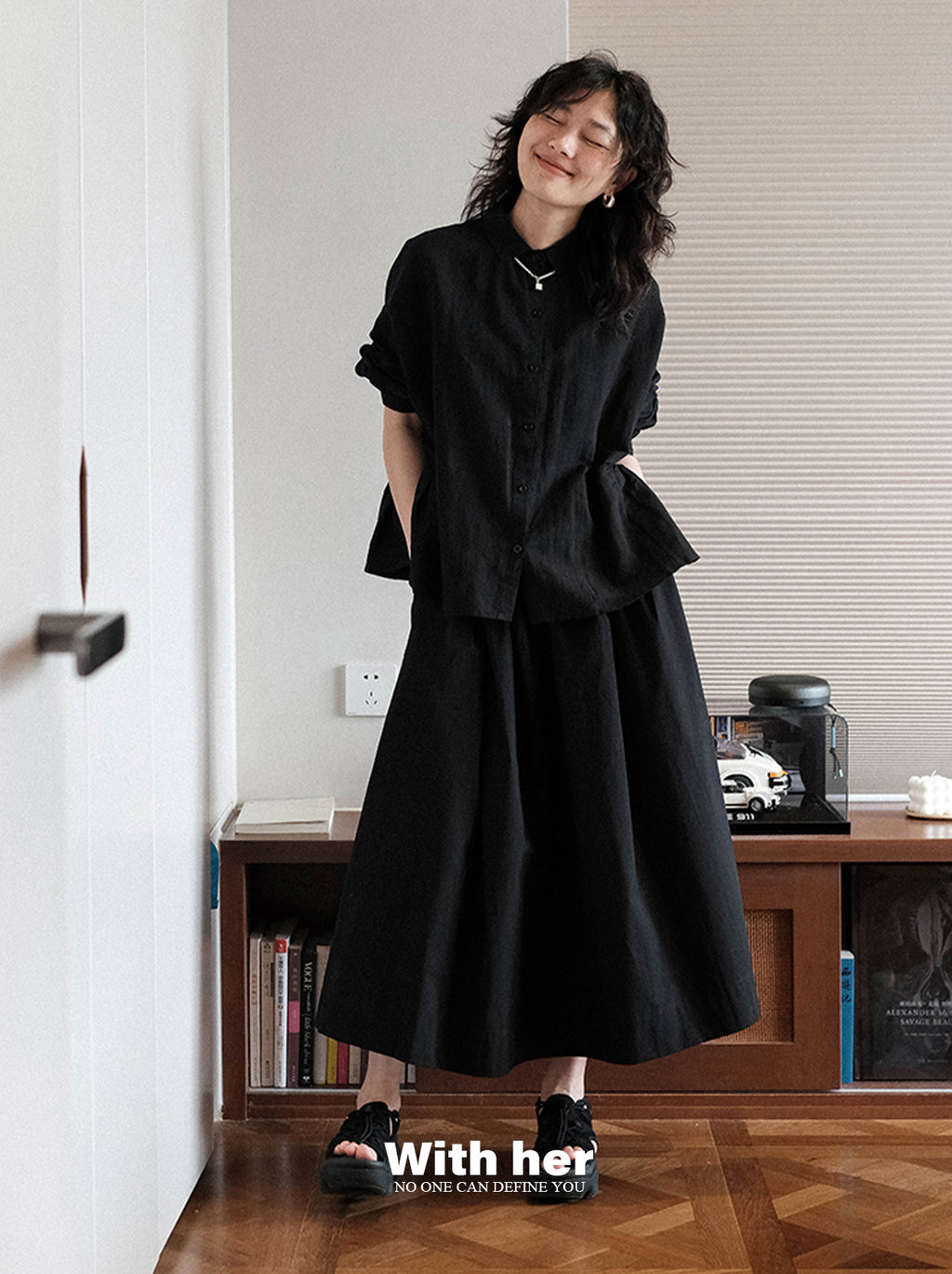 Classic Cotton Black Skirt