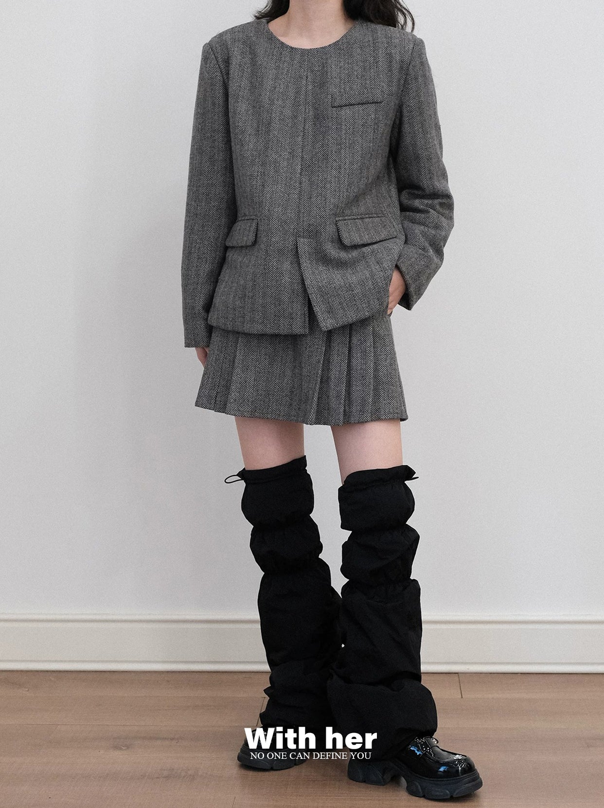 Pleated Woolen Skirt
