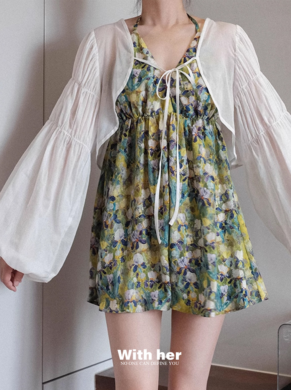 Original Halter Neck Backless Floral Top