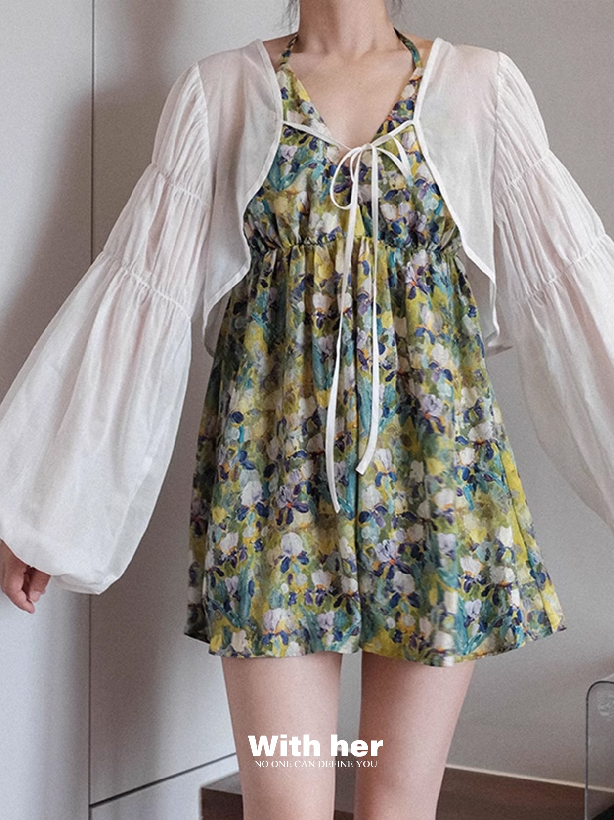 Original Halter Neck Backless Floral Top