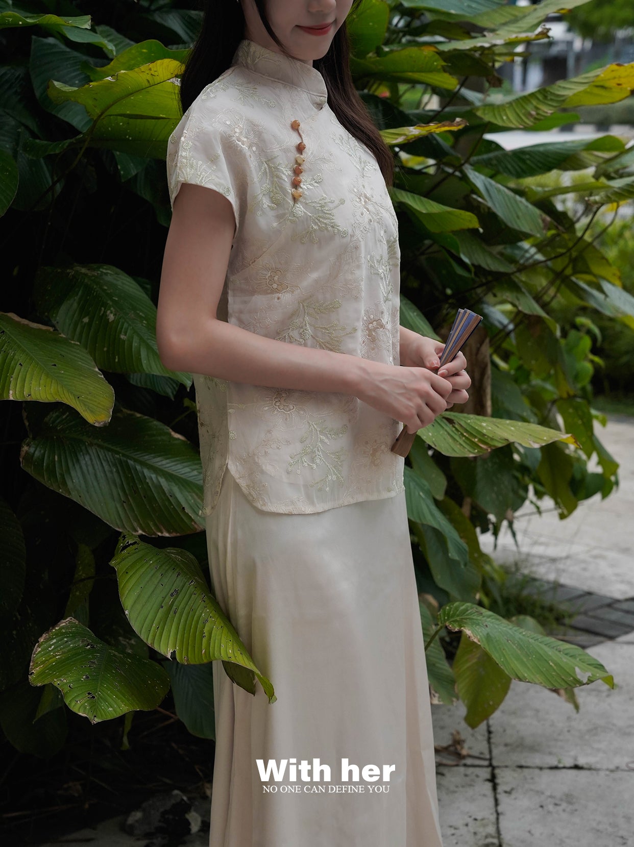 Mandarin Collar Embroidered Shirt