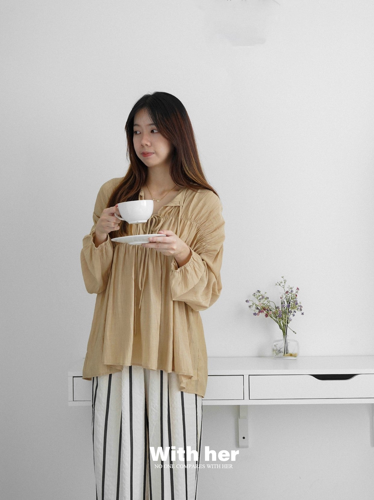 Lace Up Flowy Blouse