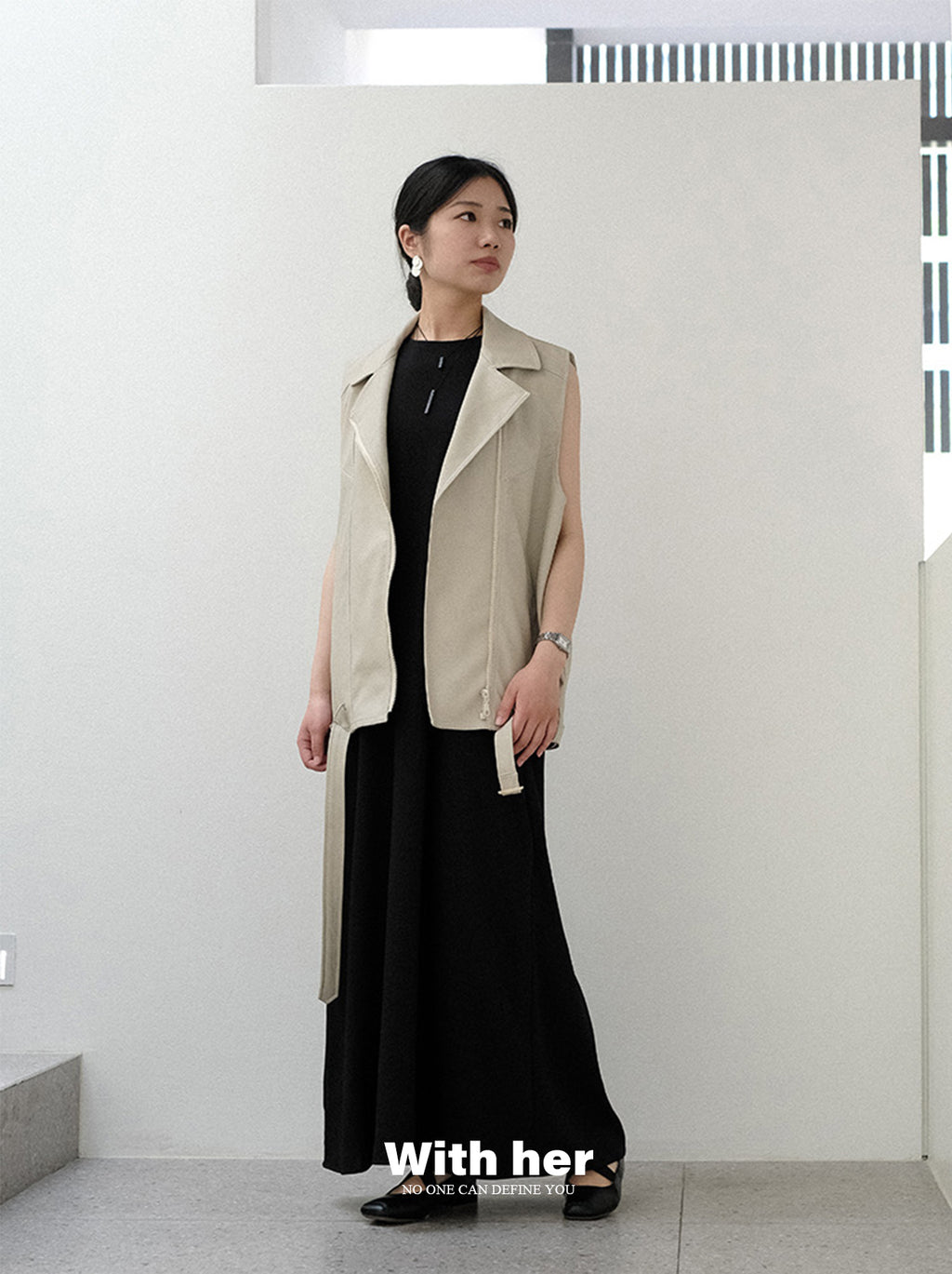 Original Sleeveless Draped Dress