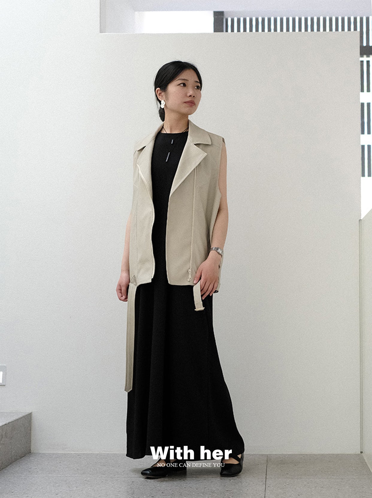 Original Sleeveless Draped Dress