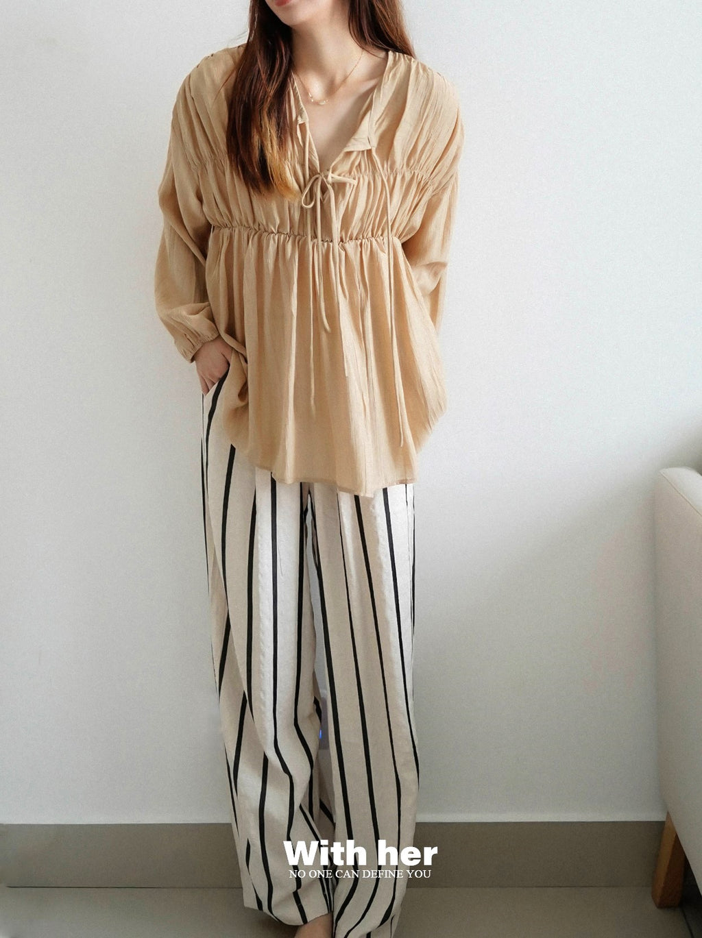 Casual Striped Wide-Leg Pants