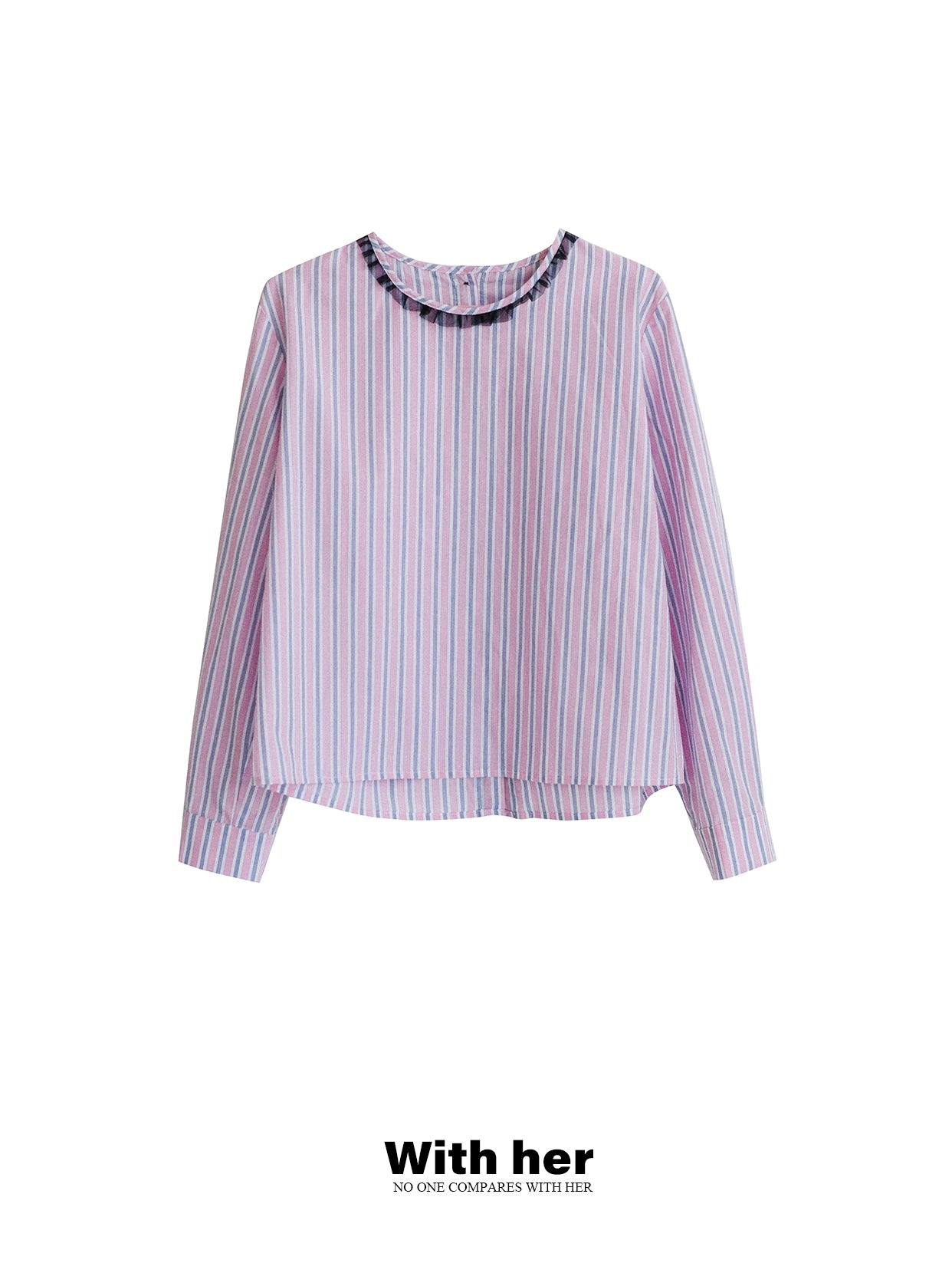 Original Lace Round-Neck Striped Shirt