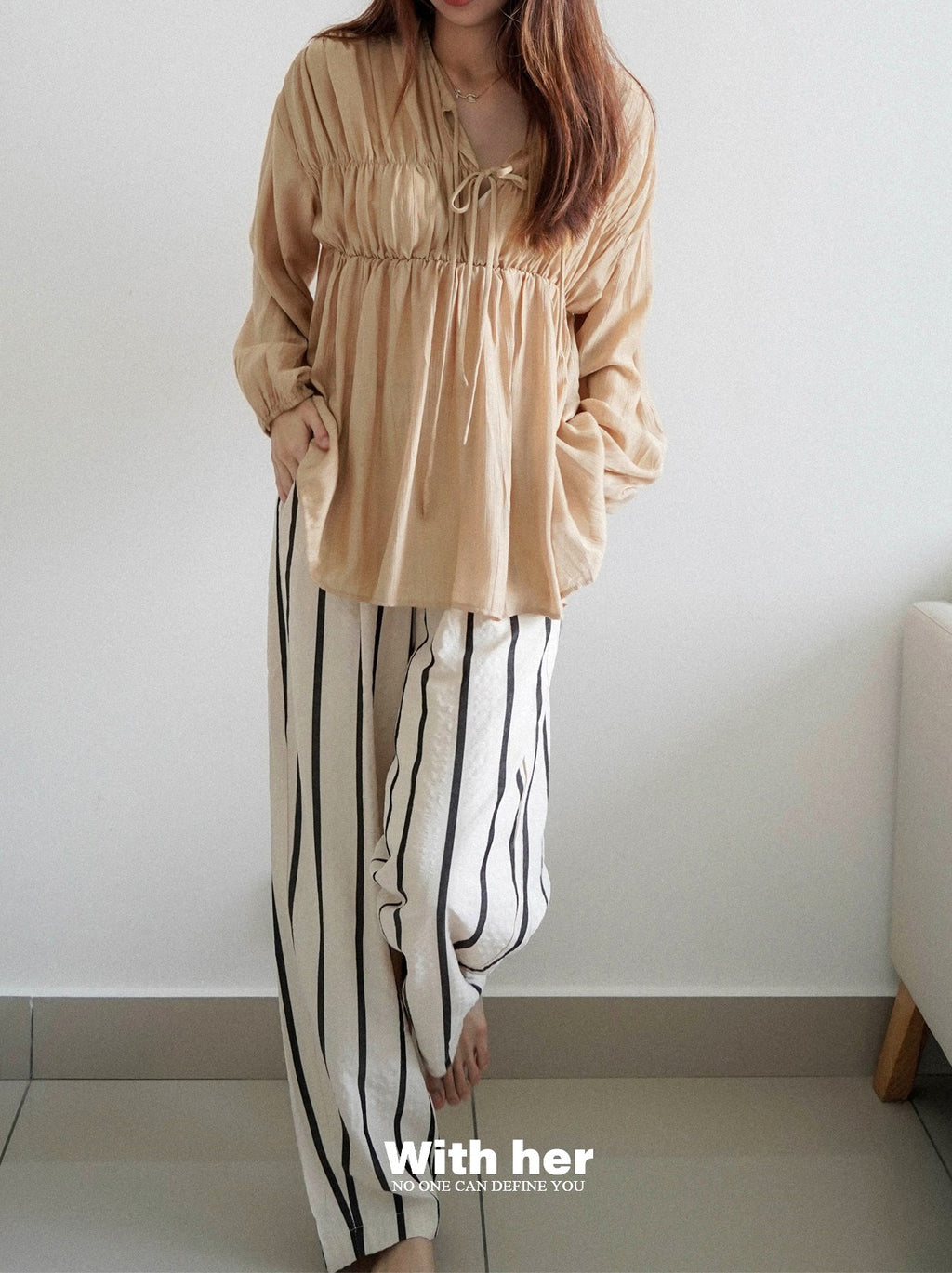 Casual Striped Wide-Leg Pants