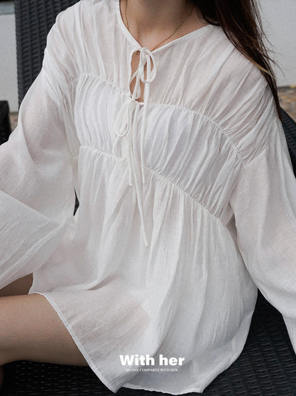 Lace Up Flowy Blouse