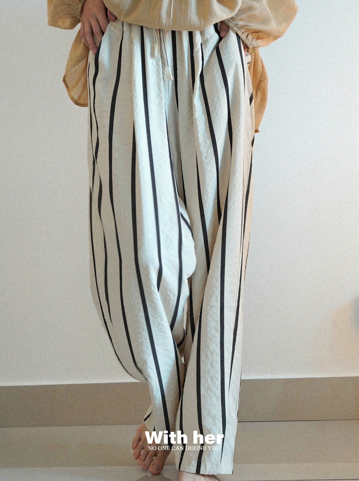 Casual Striped Wide-Leg Pants