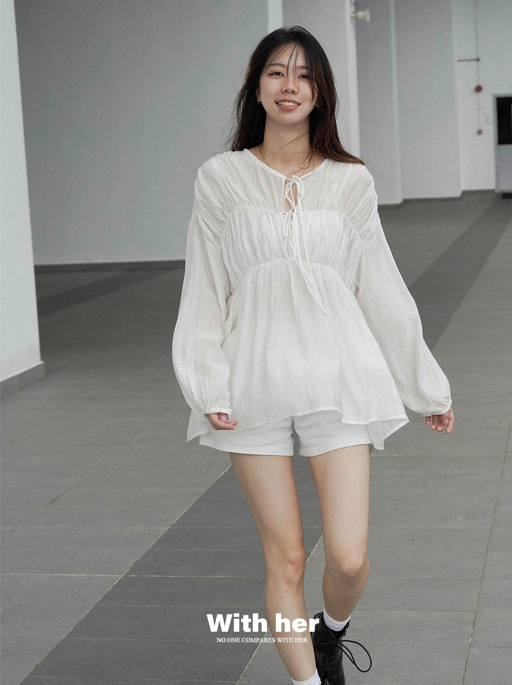 Lace Up Flowy Blouse