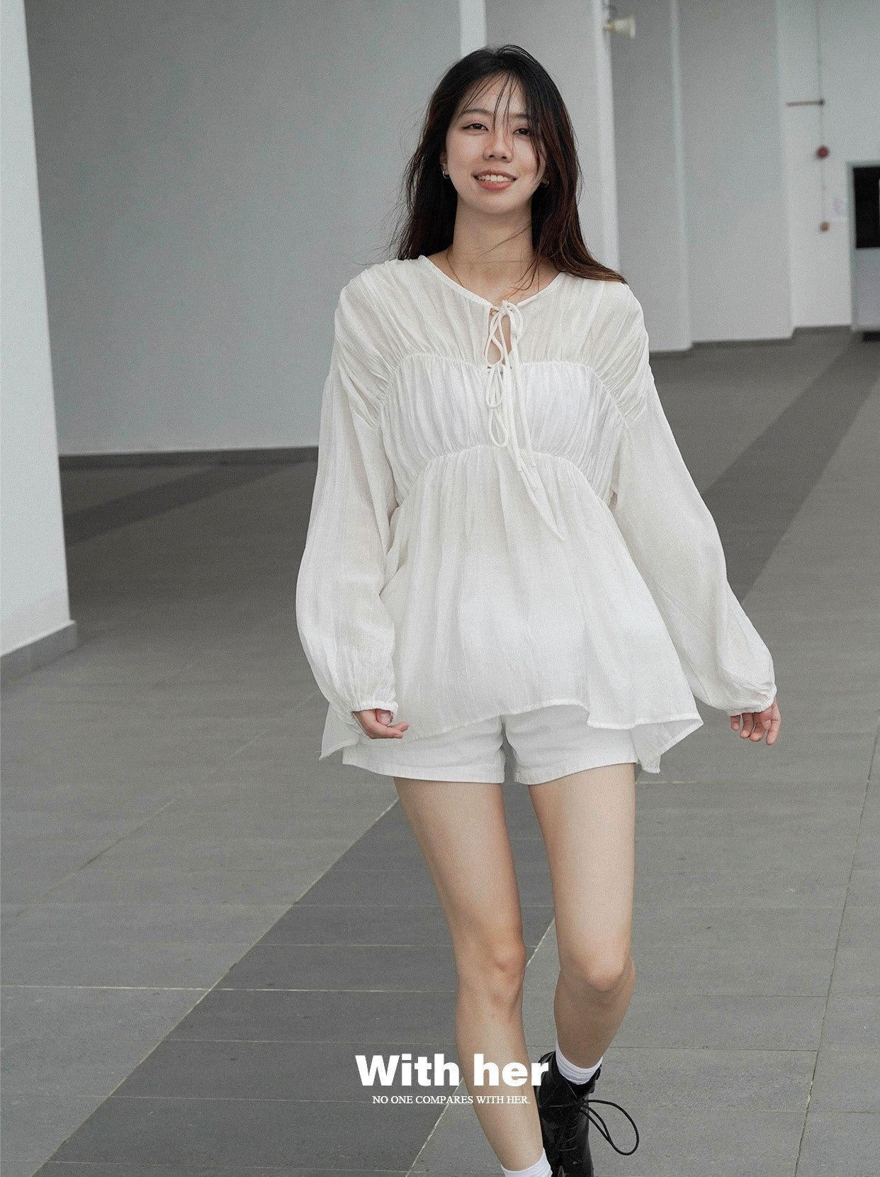 Lace Up Flowy Blouse