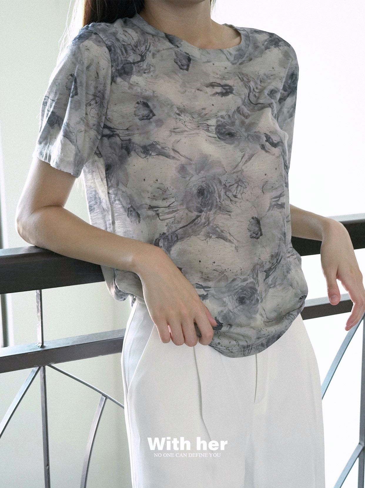 Gray Tie-Dye T-Shirt Women