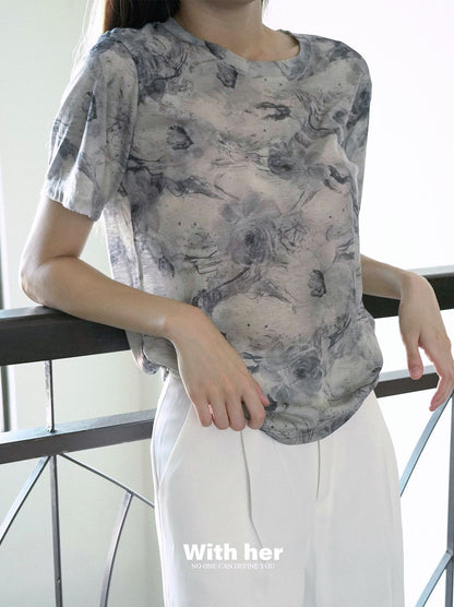 Gray Tie-Dye T-Shirt Women