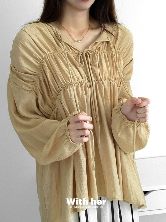 Lace Up Flowy Blouse