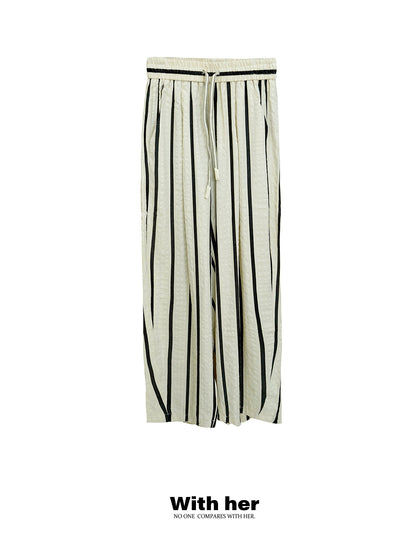 Casual Striped Wide-Leg Pants