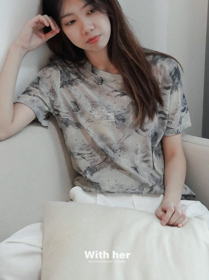 Gray Tie-Dye T-Shirt Women