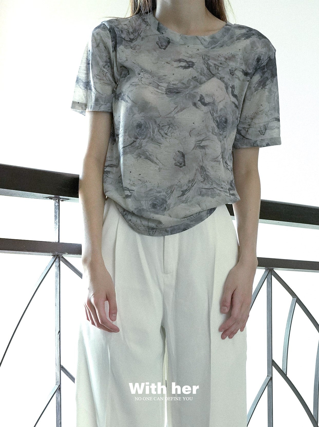 Gray Tie-Dye T-Shirt Women
